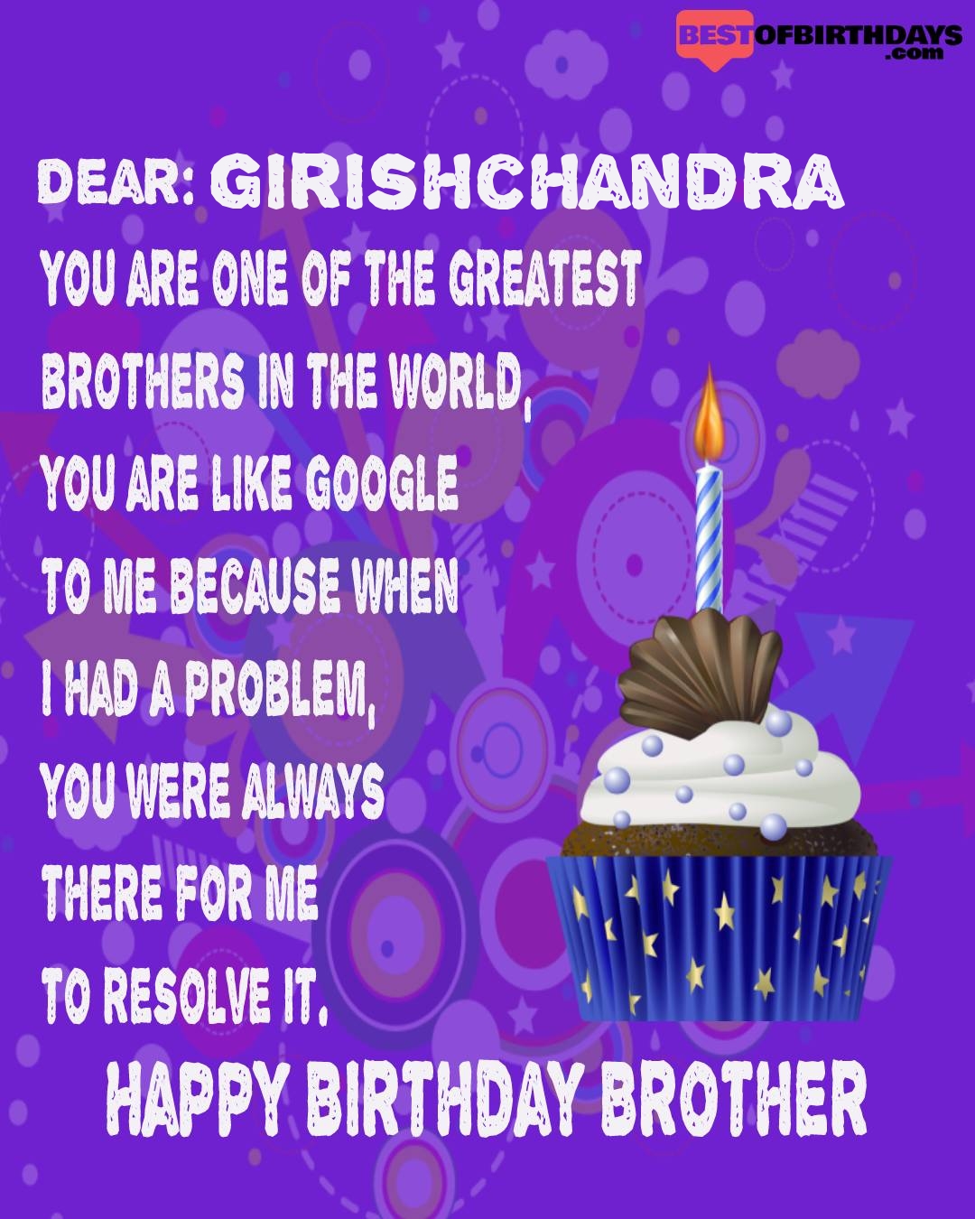 Happy birthday girishchandra bhai brother bro