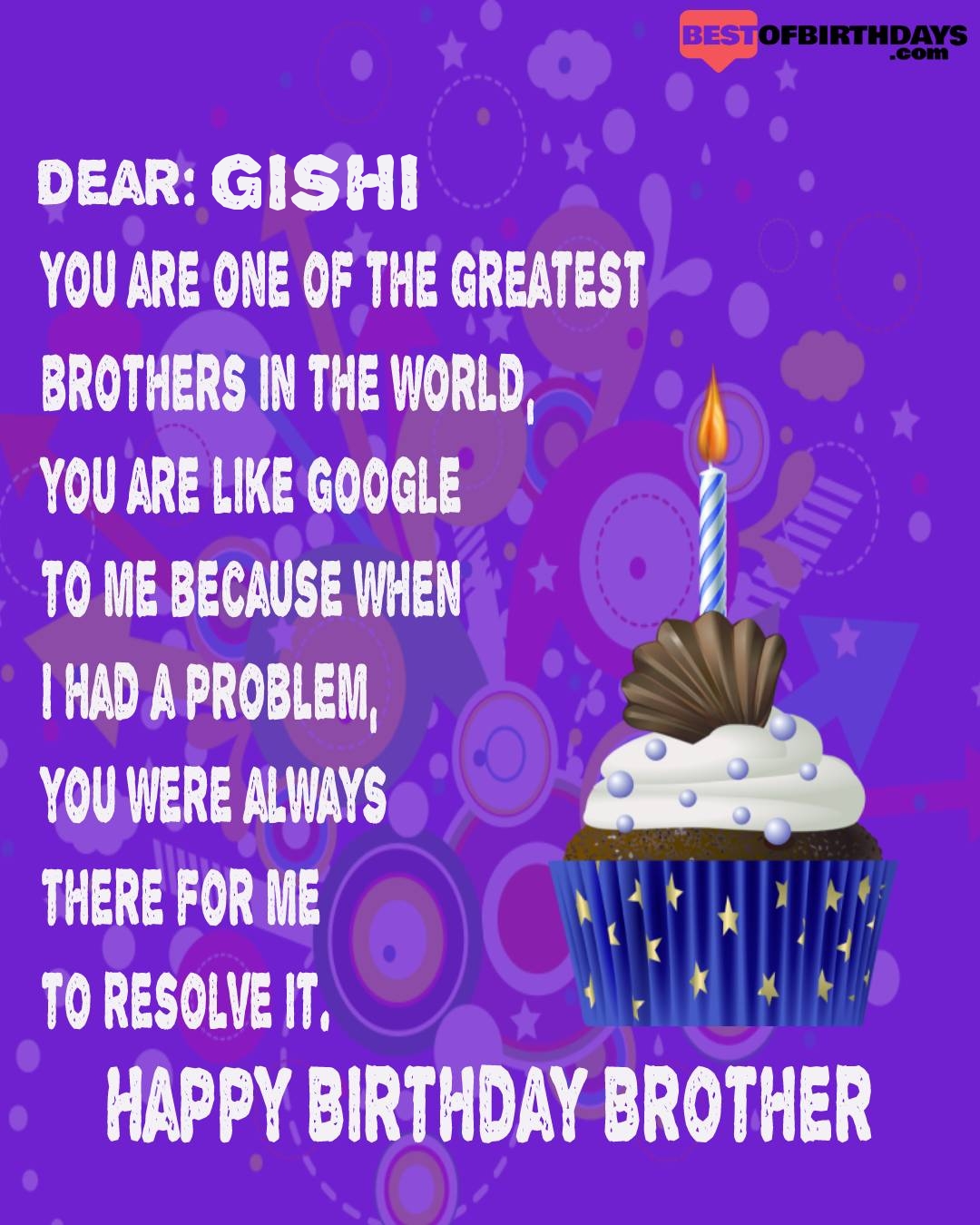 Happy birthday gishi bhai brother bro