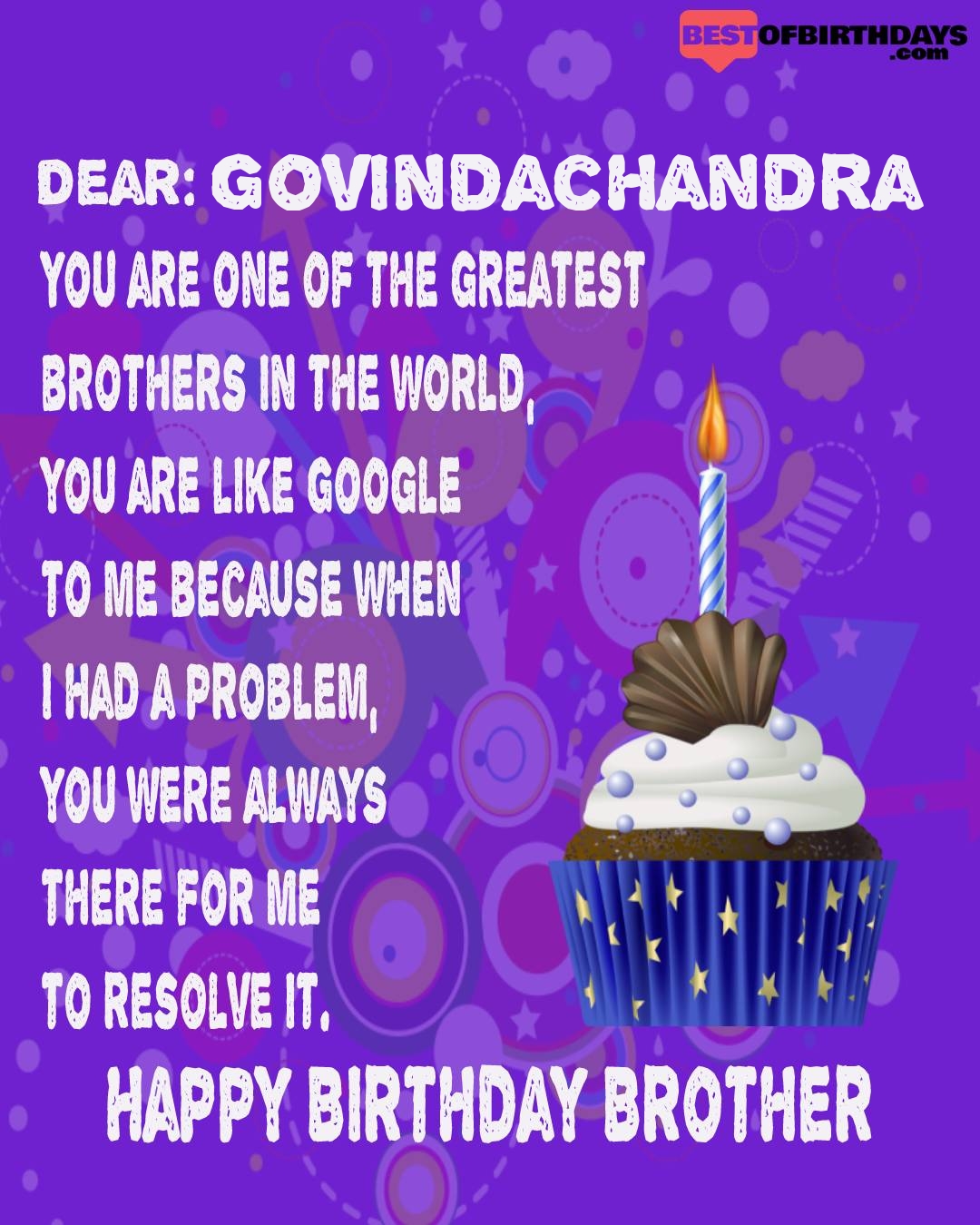 Happy birthday govindachandra bhai brother bro