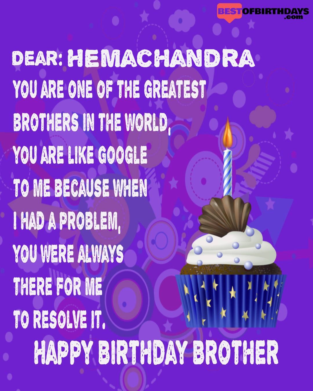 Happy birthday hemachandra bhai brother bro