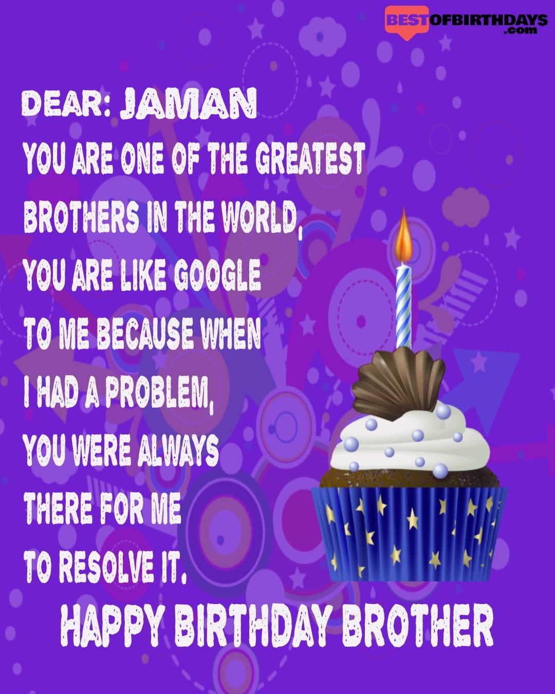 Happy birthday jaman bhai brother bro