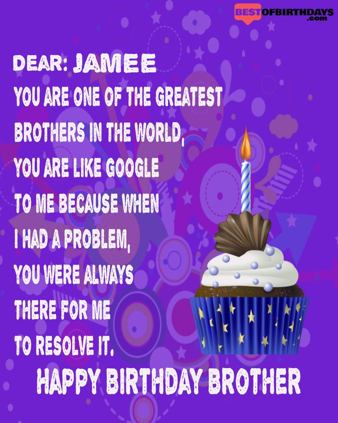 Happy birthday jamee bhai brother bro