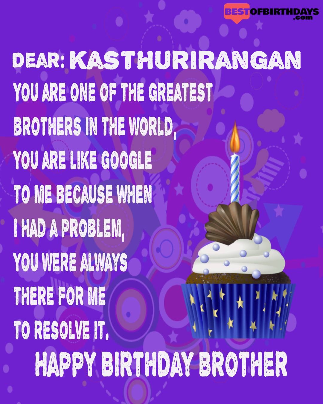 Happy birthday kasthurirangan bhai brother bro