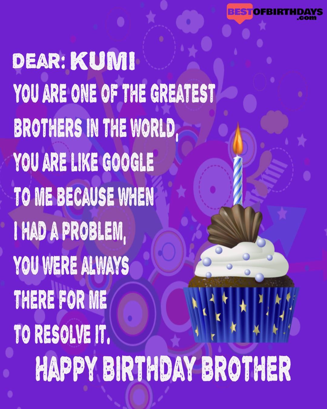 Happy birthday kumi bhai brother bro