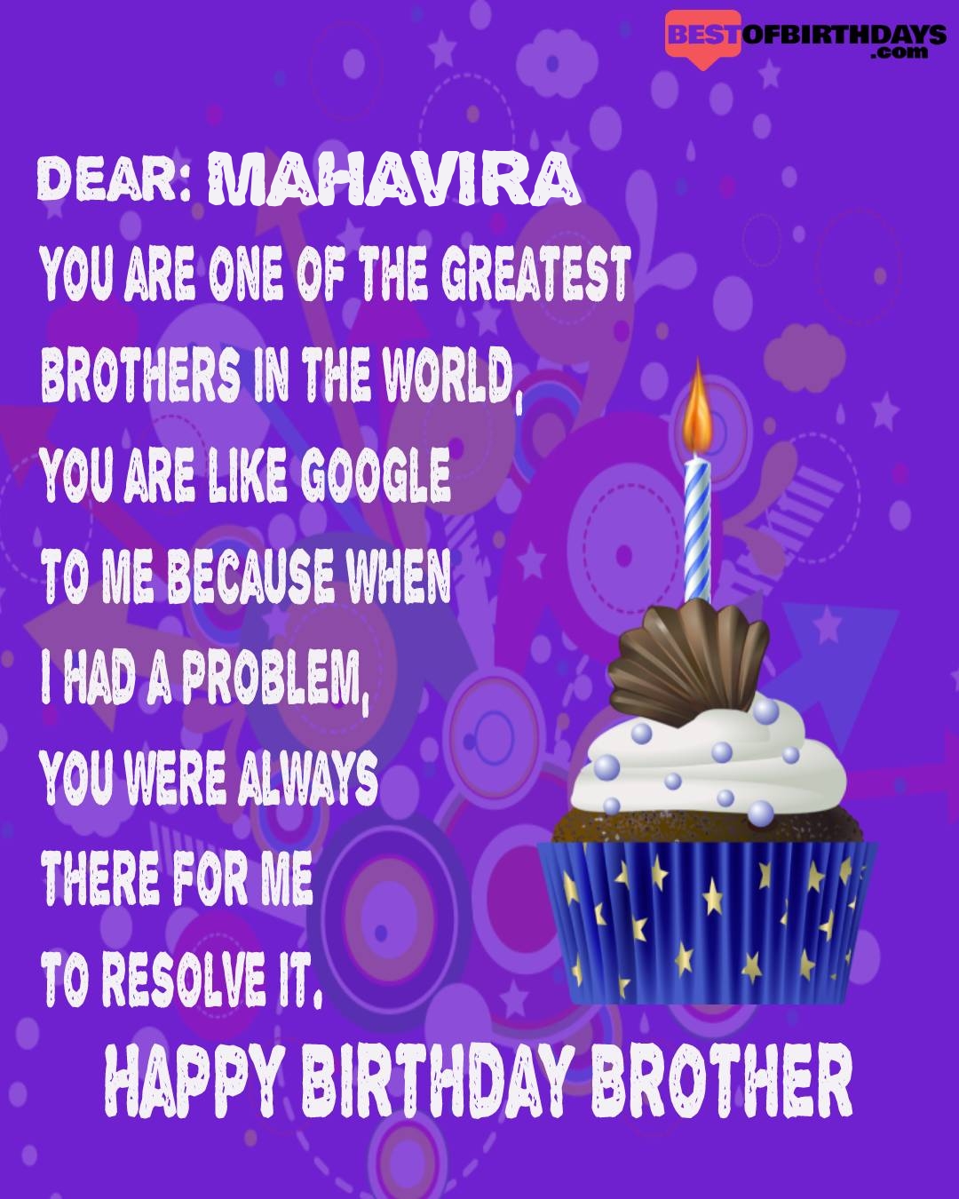 Happy birthday mahavira bhai brother bro