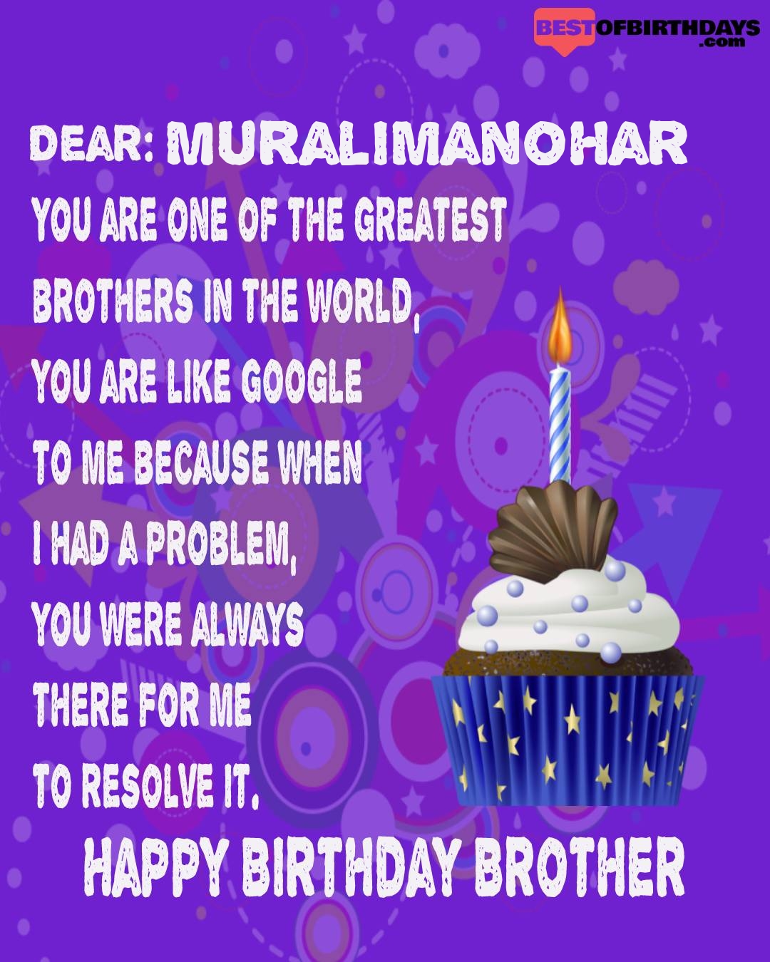 Happy birthday muralimanohar bhai brother bro