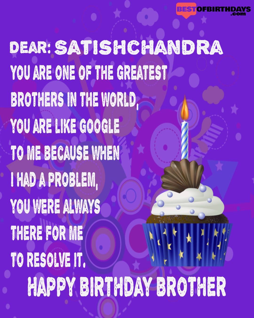 Happy birthday satishchandra bhai brother bro
