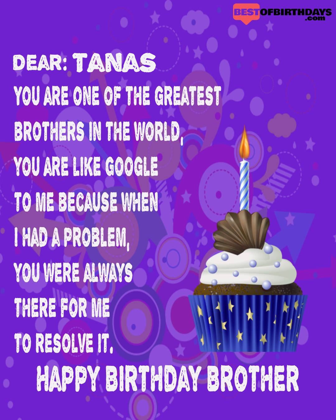 Happy birthday tanas bhai brother bro