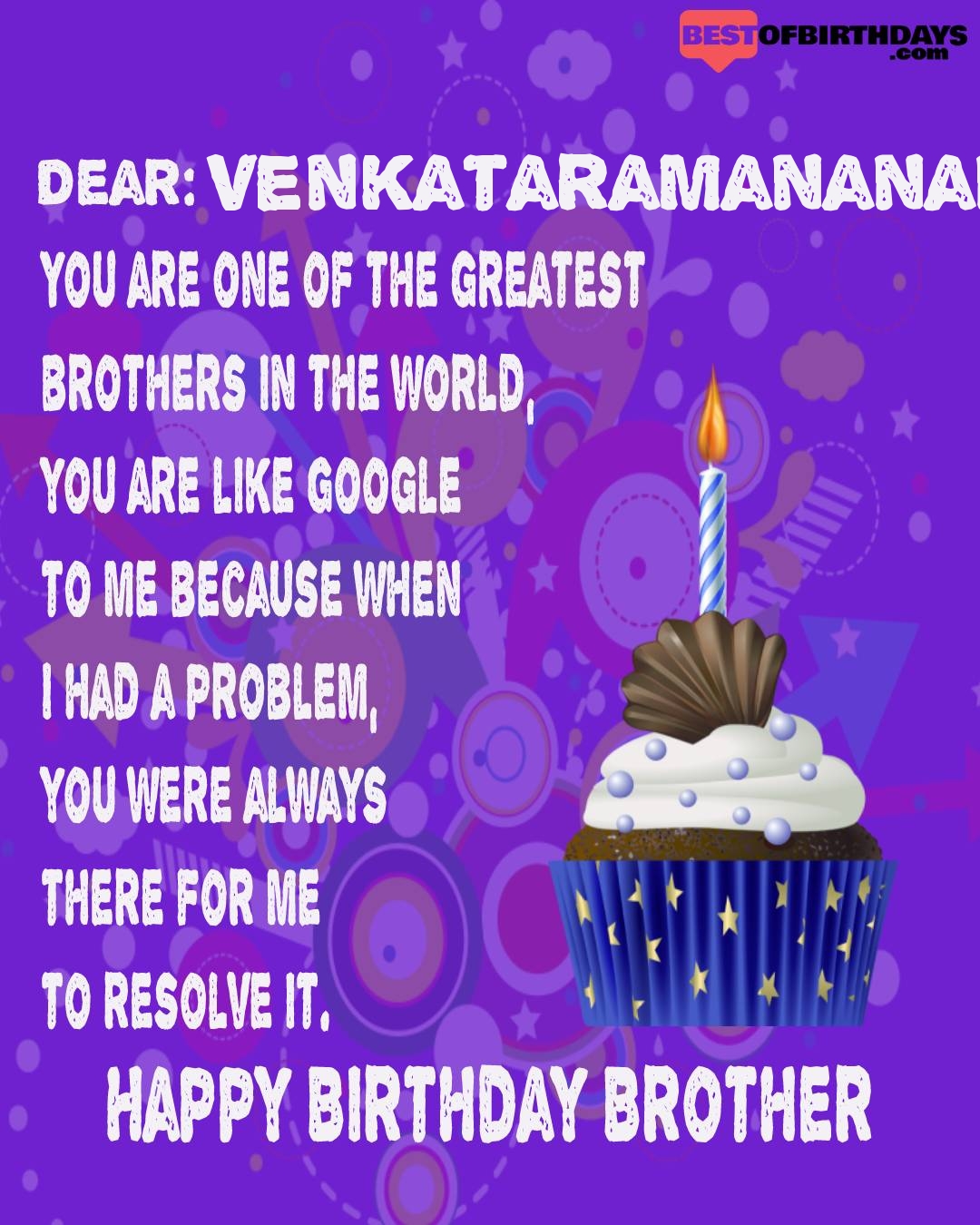 Happy birthday venkataramananandan bhai brother bro