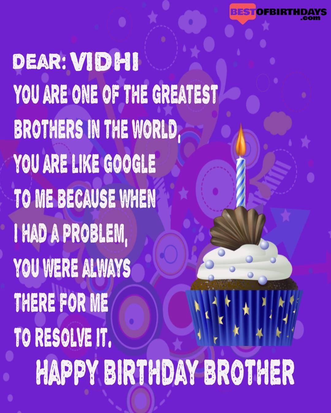 Happy birthday vidhi bhai brother bro