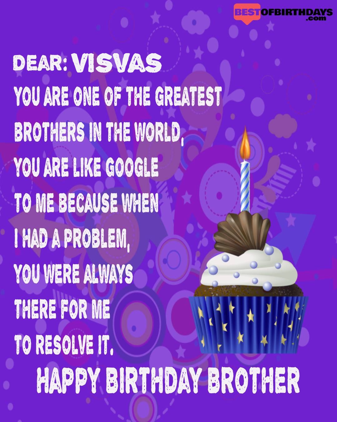Happy birthday visvas bhai brother bro